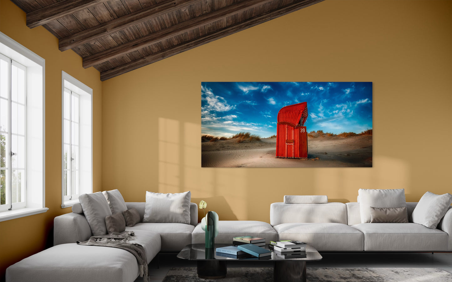 Strandkorb nach dem Sturm im Licht des Sonnenuntergangs - Insel Borkum ( 2018 )