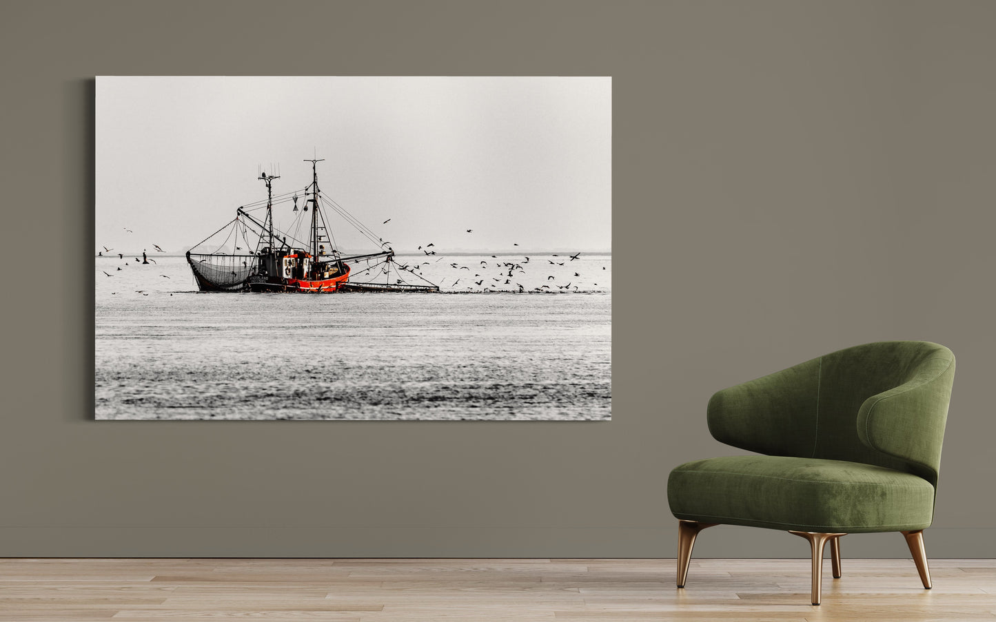 Fischerboot auf der Nordsee - Insel Borkum, Deutschland, Landschaft, Niedersachsen, Nordsee, Meer, Fotografie, Bild, Holz, Bilderrahmen, Fotograf, acrylglas,alu-dibond,leinwand,ticufotografie