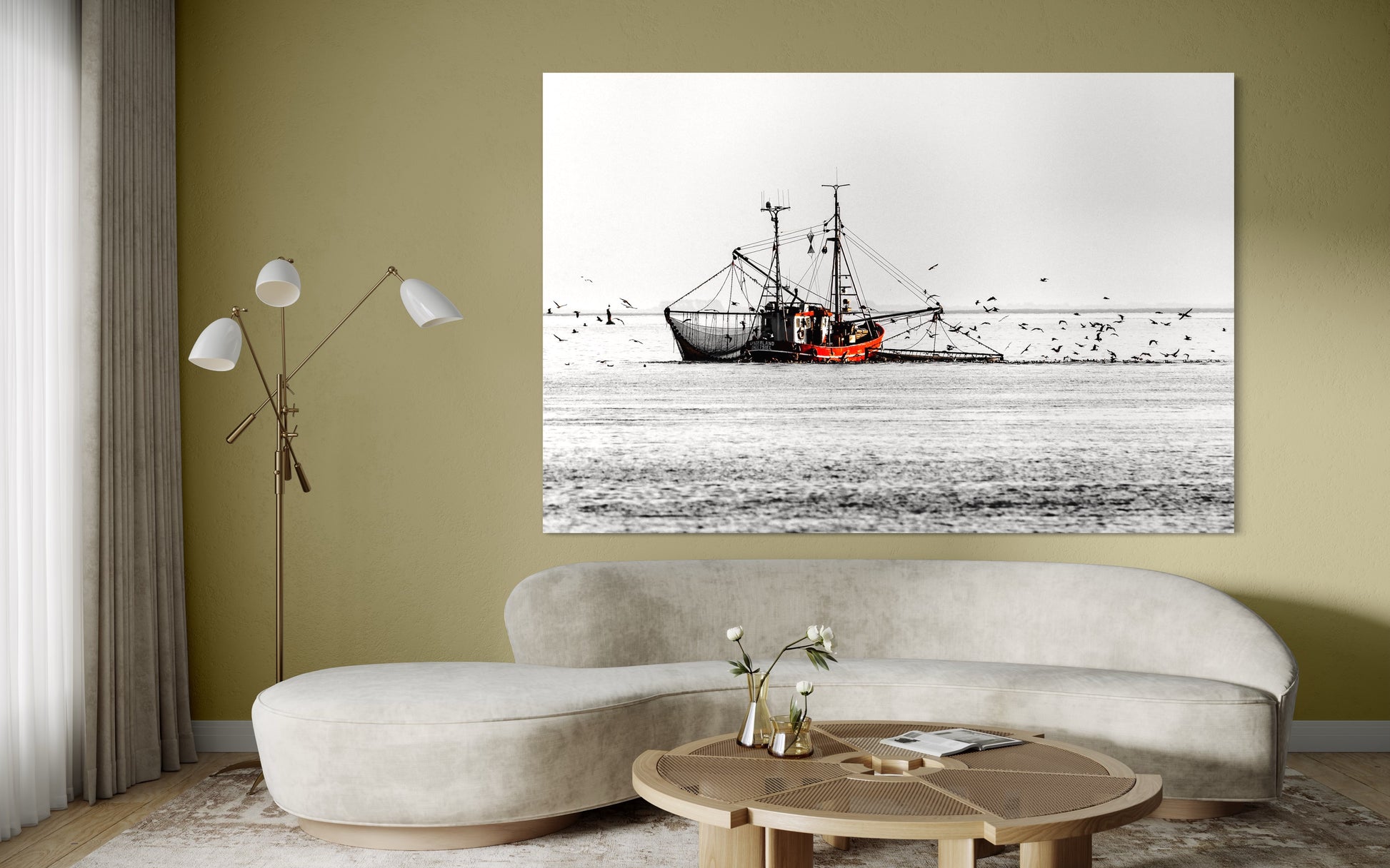 Fischerboot auf der Nordsee - Insel Borkum, Deutschland, Landschaft, Niedersachsen, Nordsee, Meer, Fotografie, Bild, Holz, Bilderrahmen, Fotograf, acrylglas,alu-dibond,leinwand,ticufotografie