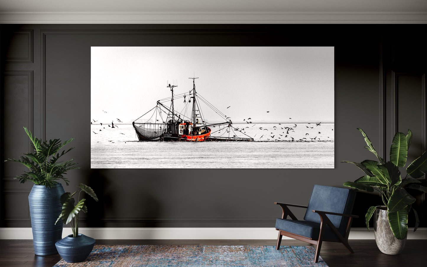 Fischerboot auf der Nordsee - Insel Borkum, Deutschland, Landschaft, Niedersachsen, Nordsee, Meer, Fotografie, Bild, Holz, Bilderrahmen, Fotograf, acrylglas,alu-dibond,leinwand,ticufotografie