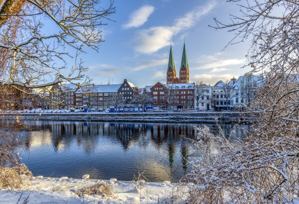 Wintermorgen in Lübeck – Originalfotografie im interaktiven Acrylrahmen - 15x10 cm / 6"x4"