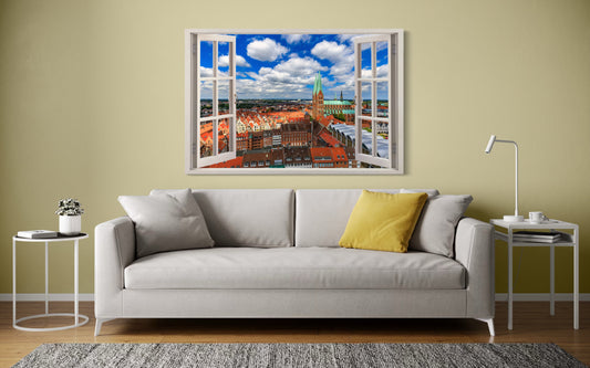 Lübeck -  Die Stadt durch das weit geöffnete Fenster – Kreative Vision