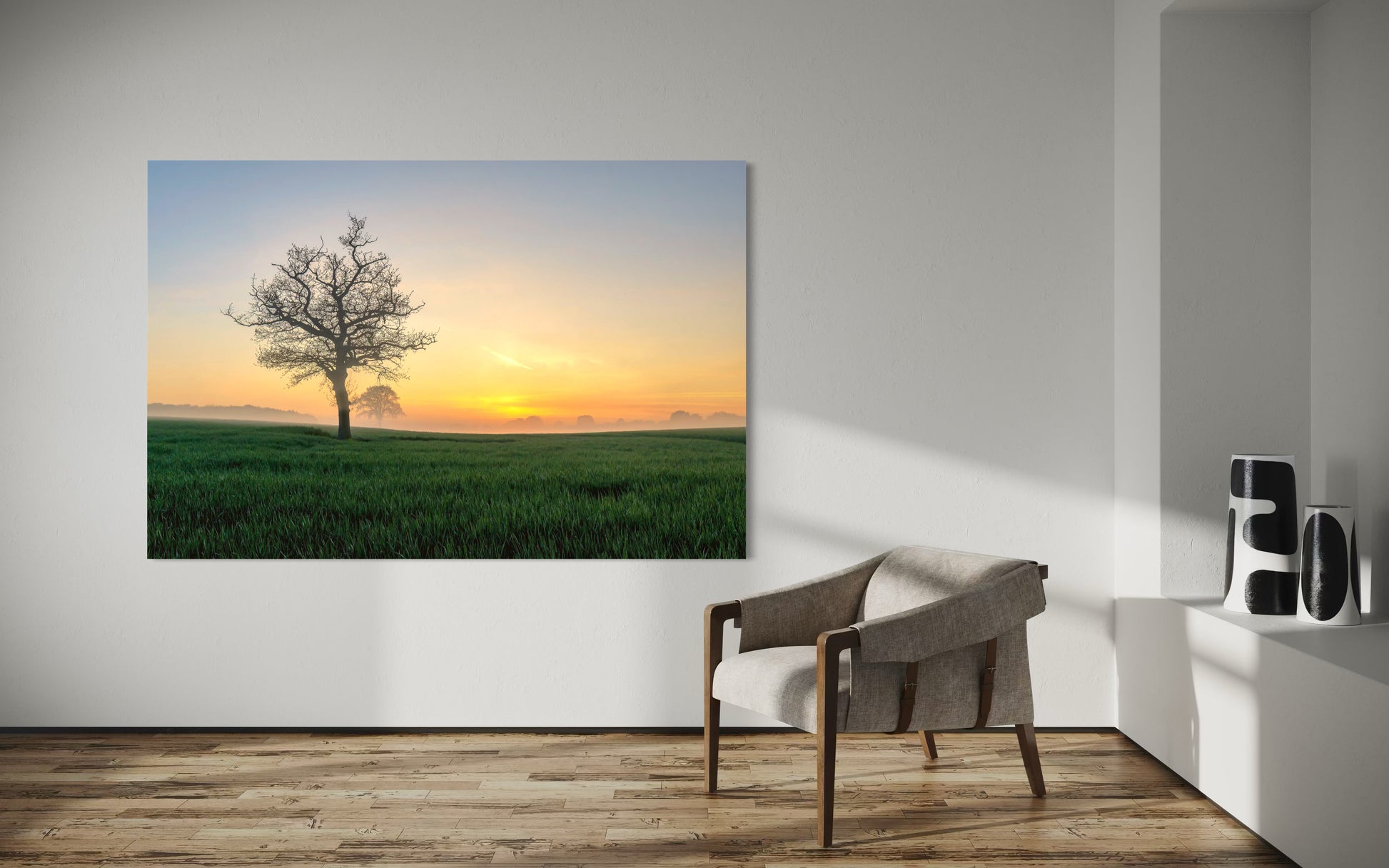 Sonnenaufgang Groß Parin, Landschaftsfotografie Lübeck, Morgennebel Schleswig-Holstein, Baum im Morgenlicht, Fine Art Fotografie, Naturbild Wandbild, Sonnenaufgang Norddeutschland, Landschaftsbild kaufen, Wanddekoration Natur, Constantin Ticu Fotografie