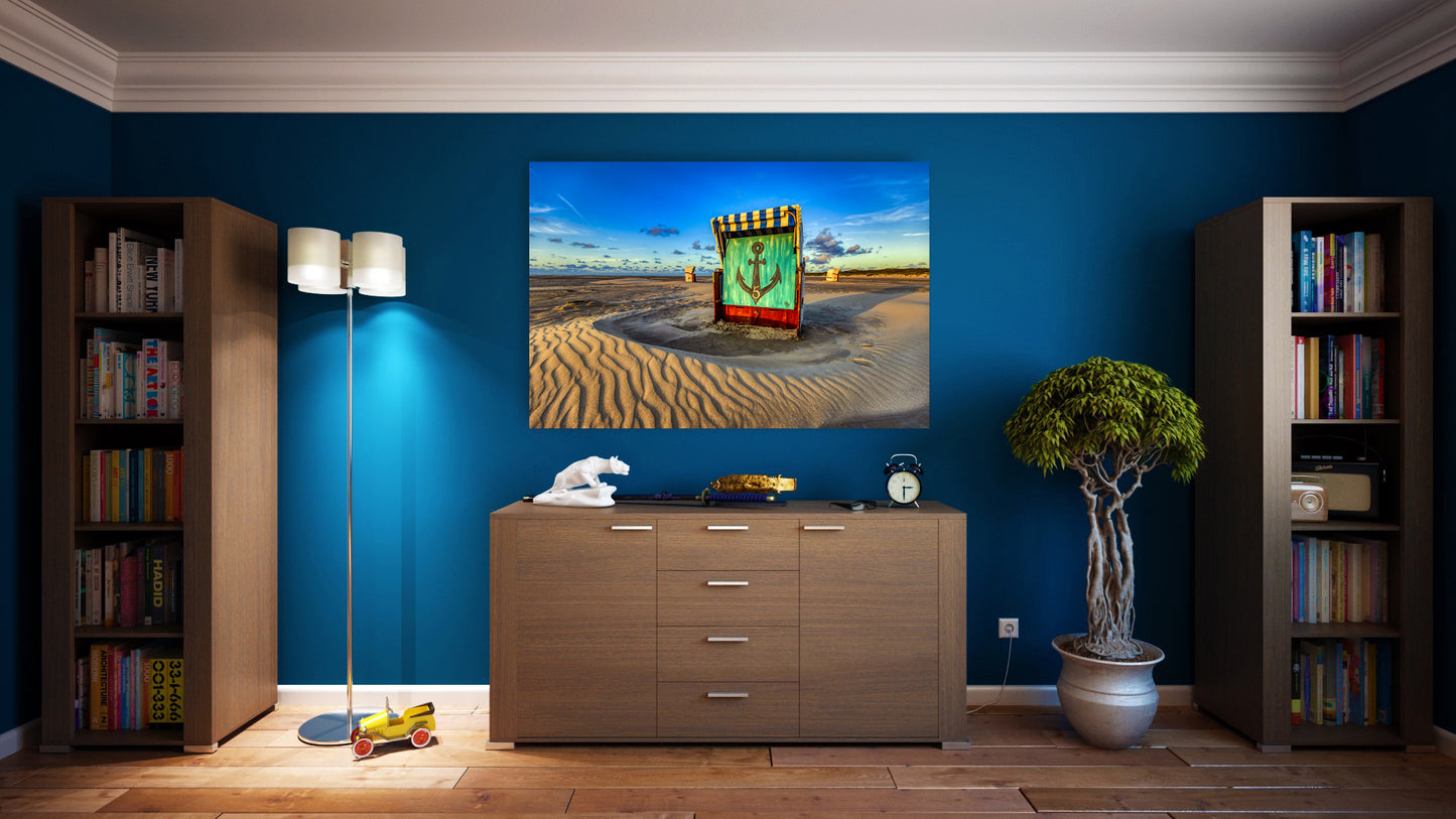Poster, Foto auf Leinwand, Holz, Acrylglas, Alu-Dibond, Fine Art Foto-UNIKAT Foto -Am Strand in Ostland - Insel Borkum
